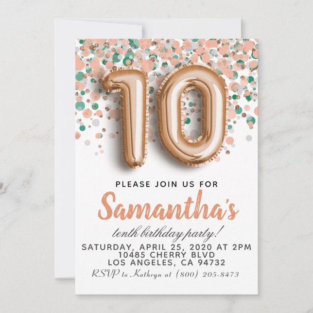 Invitation au 10e anniversaire Rose d'or (Devant)