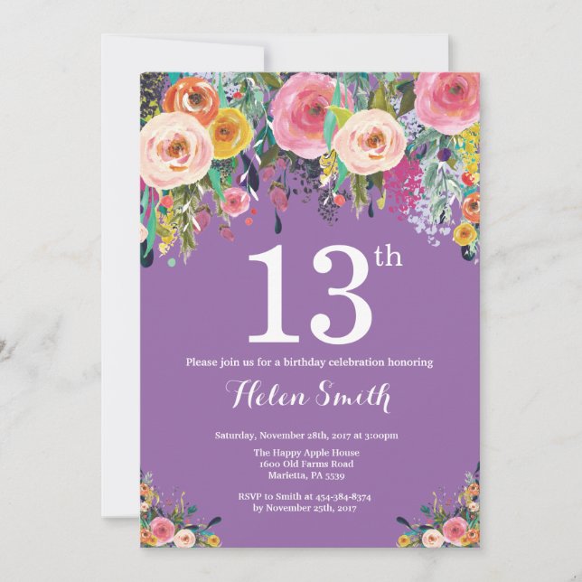 Invitation au 13e anniversaire de la florale viole (Devant)