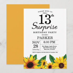 Invitation au 13e anniversaire de Sunflower Surpri