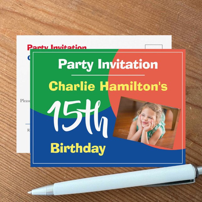Invitation au 15e anniversaire avec carte postale  (Créateur téléchargé)
