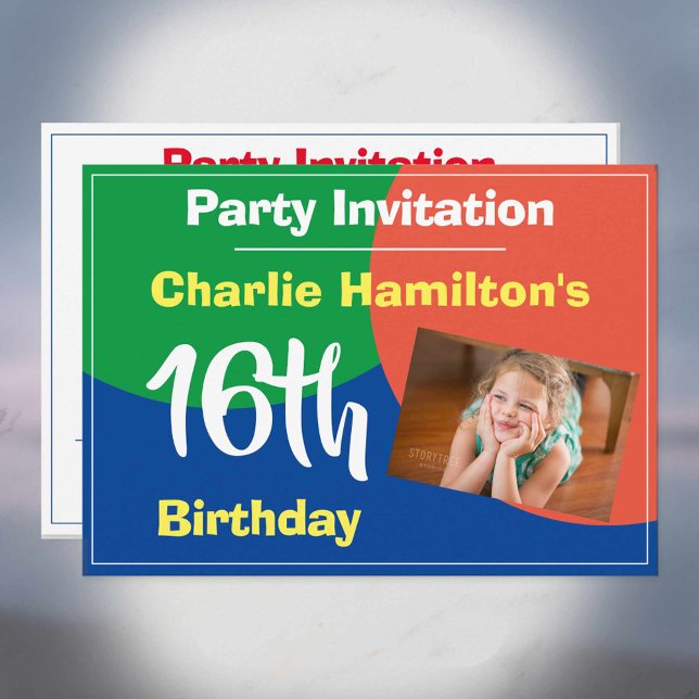 Invitation au 16e anniversaire avec photo (Créateur téléchargé)