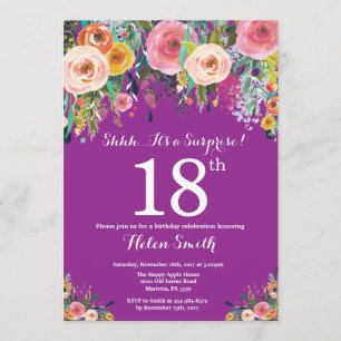 Invitation au 18e anniversaire de la Surprise flor