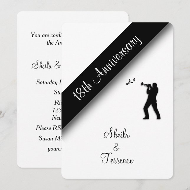 Invitation au 18e anniversaire de mariage (Devant / Derrière)