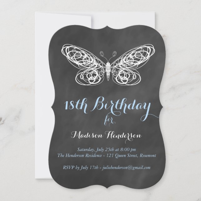 Invitation au 18e anniversaire du papillon Chalkbo (Devant)
