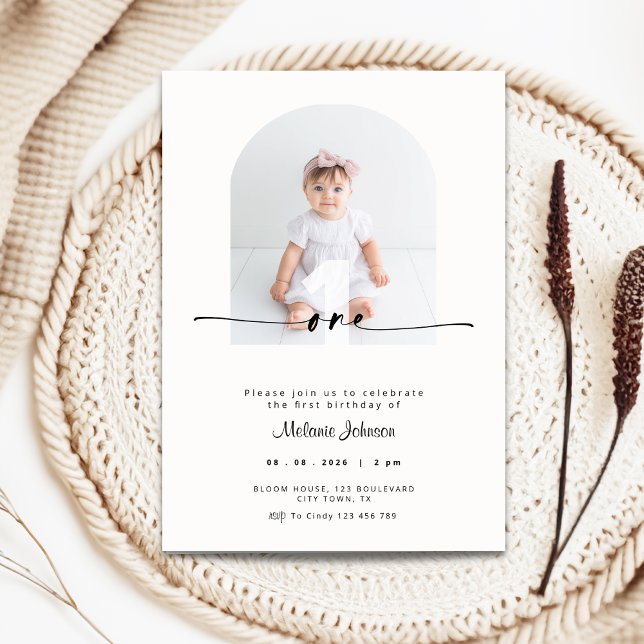 Invitation au 1er anniversaire avec photo (1st birthday invitation with photo)