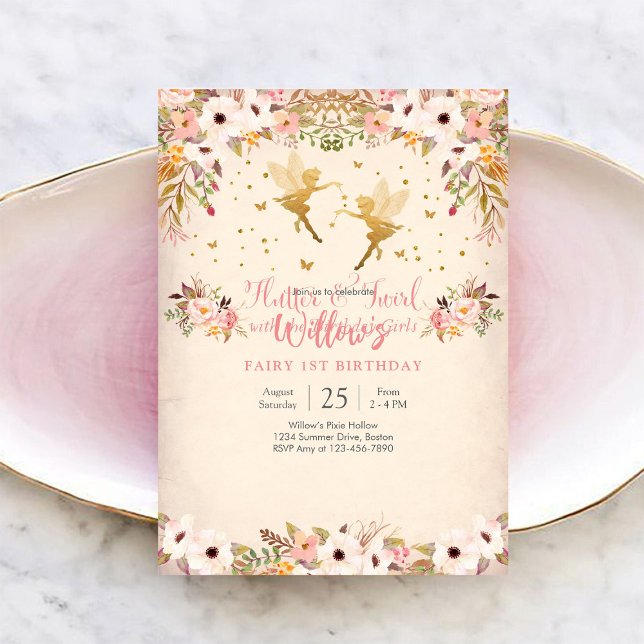 Invitation au 1er anniversaire de fée (Créateur téléchargé)