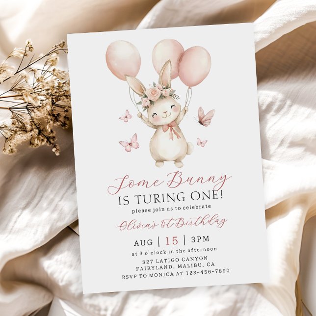 Invitation au 1er anniversaire de lapin (Créateur téléchargé)