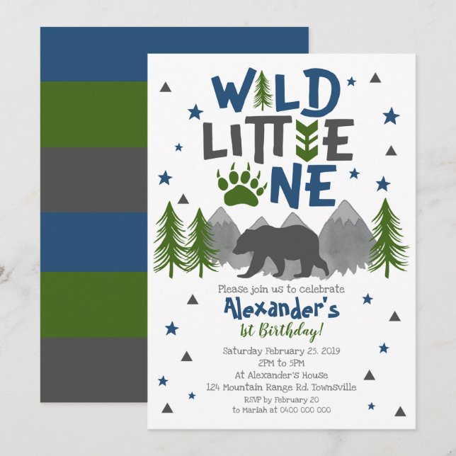 Invitation au 1er anniversaire de Wild One Bear (Devant / Derrière)