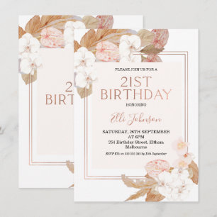 Invitation au 21e anniversaire du Rose Floral Boho
