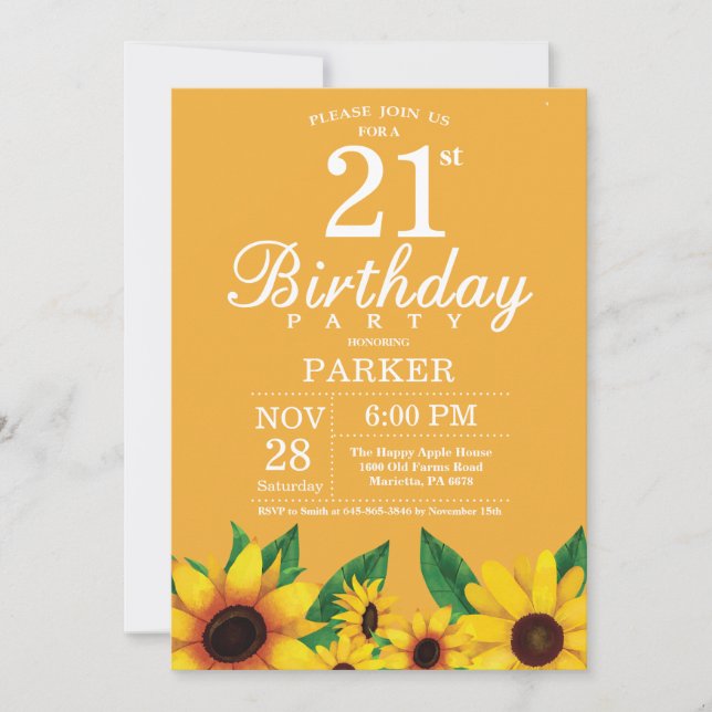 Invitation au 21e anniversaire du tournesol (Devant)