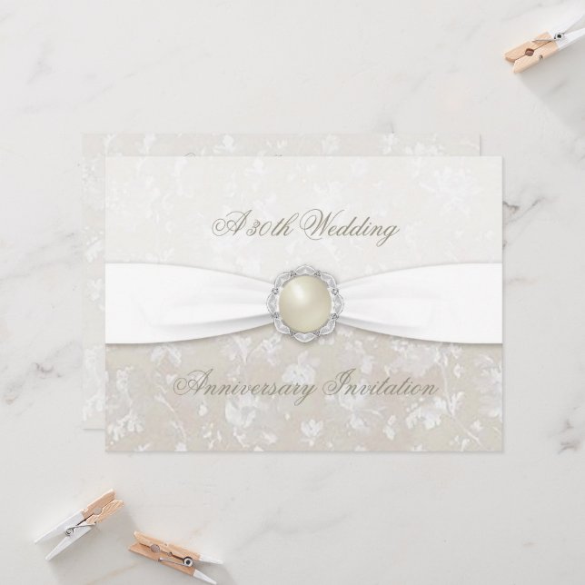 Invitation au 30e anniversaire de mariage en damas (Devant/Arrière en situation)