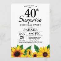 Invitation au 40e anniversaire de Sunflower Surpri