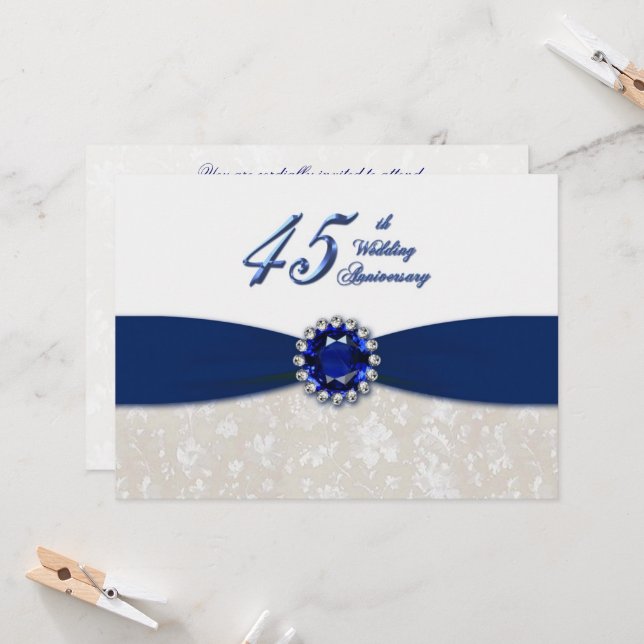 Invitation au 45e anniversaire de mariage en damas (Devant/Arrière en situation)