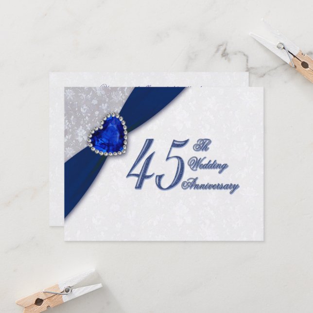 Invitation au 45e anniversaire de mariage en damas (Devant/Arrière en situation)