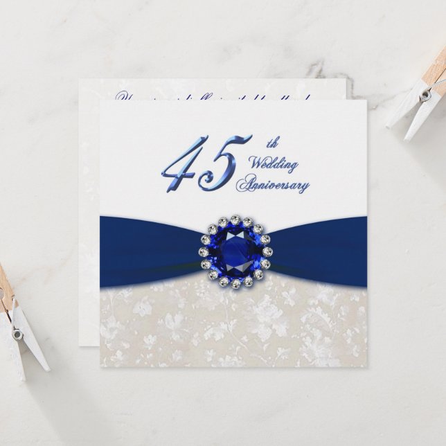 Invitation au 45e anniversaire de mariage en damas (Devant/Arrière en situation)