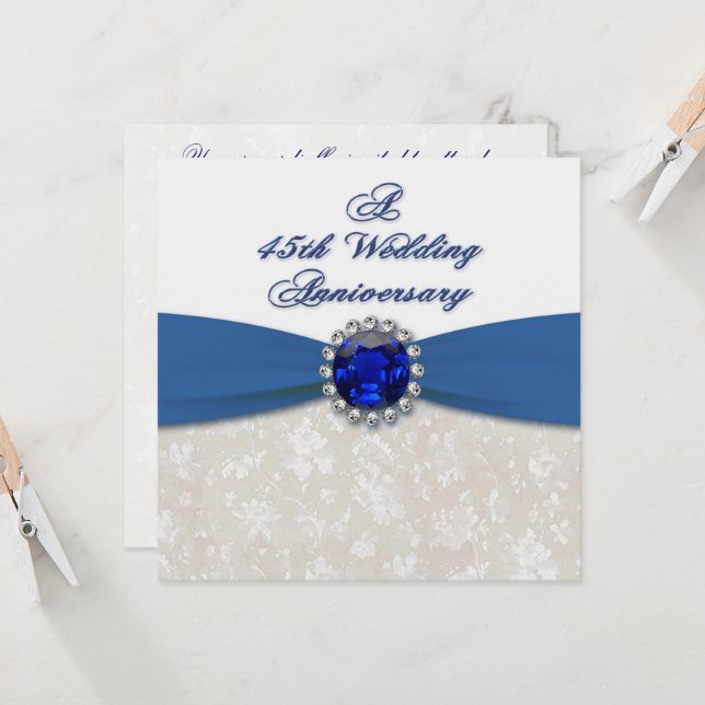 Invitation au 45e anniversaire de mariage en damas (Devant/Arrière en situation)
