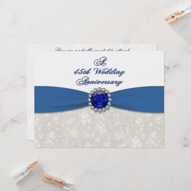 Invitation au 45e anniversaire de mariage en damas (Devant/Arrière en situation)