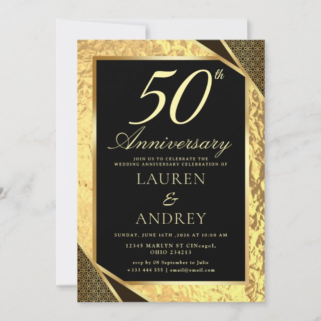 Invitation au 50e anniversaire de mariage (Devant)