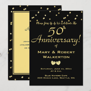 Invitation au 50e Anniversaire de Mariage - Cœurs 