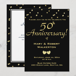 Invitation au 50e Anniversaire de Mariage - Cœurs