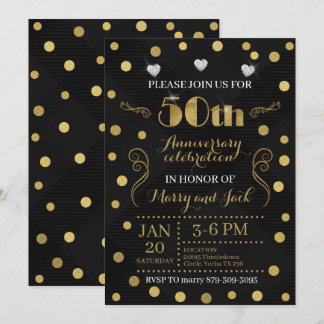 Invitation au 50e anniversaire de mariage - Noir e