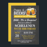 Invitation au 50e anniversaire de Surprise Cheers<br><div class="desc">Surprise Cheers and Beers 50th Birthday Invitation Card. Anniversaire adulte.Jaune. 16e 18e 21e 30e 40e 60e 70e 80e 90e 100e. N'Importe Quel Âge.
Pour plus de personnalisation,  cliquez sur le bouton "Customiser" et utilisez notre outil de conception pour modifier ce modèle.</div>