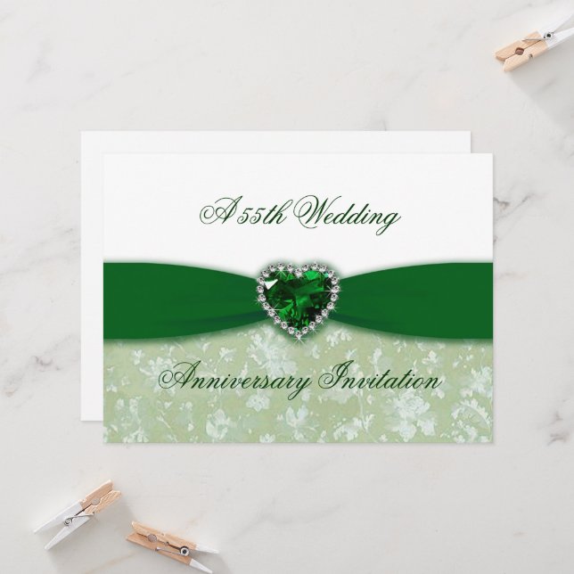 Invitation au 55e anniversaire de mariage en damas (Devant/Arrière en situation)