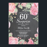 Invitation au 60e anniversaire de la Surprise de l<br><div class="desc">Invitation à la 60e anniversaire de la Surprise de la flore botanique. Floral Pink Peonies Invitation d'anniversaire pour les femmes. Fleur florale aquarelle. Fleurs de roses et de pivoines élégantes. Anniversaire adulte. Arrière - plan de tableau de bord. Noir et Blanc. 13e 15e 16e 18e 20e 21e 30e 40e 50e...</div>