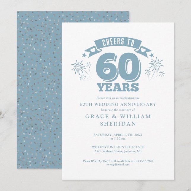 Invitation au 60e anniversaire du Mariage (Devant / Derrière)