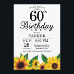 Invitation au 60e anniversaire du tournesol<br><div class="desc">Invitation au 60e anniversaire du tournesol. Fleurs florales et Arrière - plan blanc. Country Vintage Retro. Les femmes, anniversaire. 12e 13e 15e 16e 18e 20e 21e 30e 40e 60e 70e 80e 90e 100e, tous âges. Numérique imprimable. Pour plus de personnalisation, cliquez sur le bouton "Customiser" et utilisez notre outil de...</div>