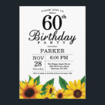 Invitation au 60e anniversaire du tournesol<br><div class="desc">Invitation au 60e anniversaire du tournesol. Fleurs florales et Arrière - plan blanc. Country Vintage Retro. Les femmes, anniversaire. 12e 13e 15e 16e 18e 20e 21e 30e 40e 60e 70e 80e 90e 100e, tous âges. Numérique imprimable. Pour plus de personnalisation, cliquez sur le bouton "Customiser" et utilisez notre outil de...</div>