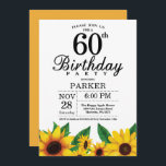 Invitation au 60e anniversaire du tournesol<br><div class="desc">Invitation au 60e anniversaire du tournesol. Fleurs florales et Arrière - plan blanc. Country Vintage Retro. Les femmes, anniversaire. 12e 13e 15e 16e 18e 20e 21e 30e 40e 60e 70e 80e 90e 100e, tous âges. Numérique imprimable. Pour plus de personnalisation, cliquez sur le bouton "Customiser" et utilisez notre outil de...</div>