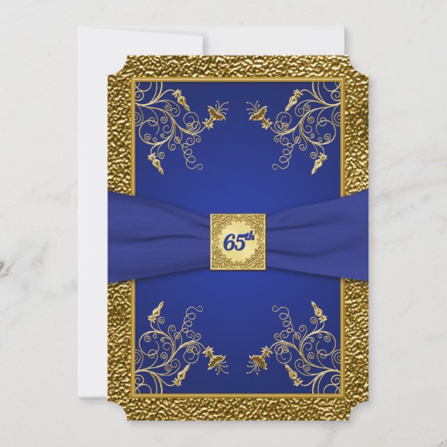 Invitation au 65e anniversaire Royal Blue and Gold (Devant)