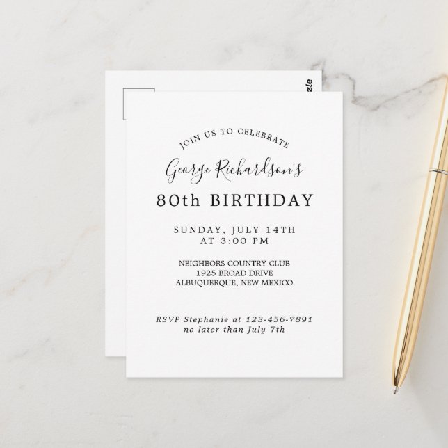Invitation au 80e anniversaire (Devant/Arrière en situation)