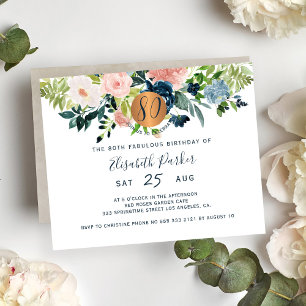Invitation au 80e anniversaire floral de Budget
