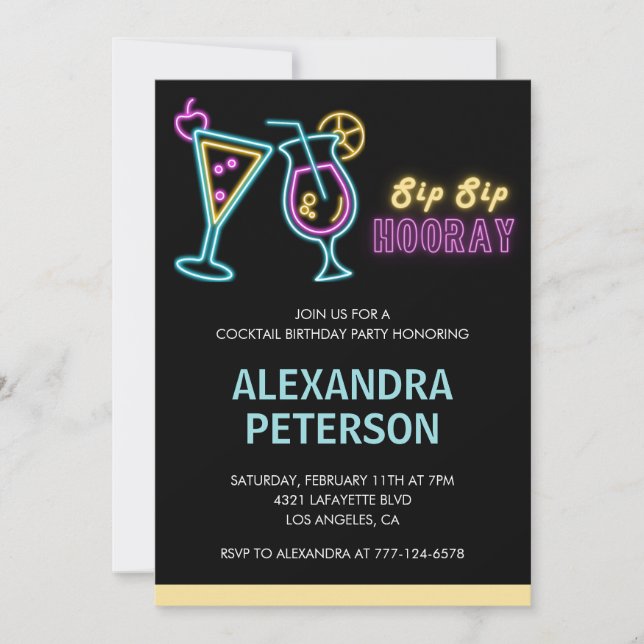 Invitation au 89e anniversaire Cocktail Neon Glow (Devant)