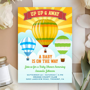 Invitation au Baby shower à ballon à air chaud col