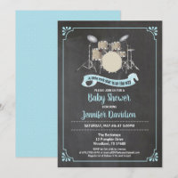 Invitation au baby shower à la roquette à tambour
