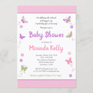 Invitation au Baby shower à papillon