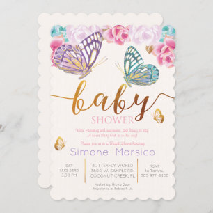 Invitation au Baby shower à papillon