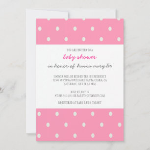 Invitation au Baby shower à points Polka roses