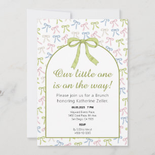 Invitation au Baby shower à ruban vert