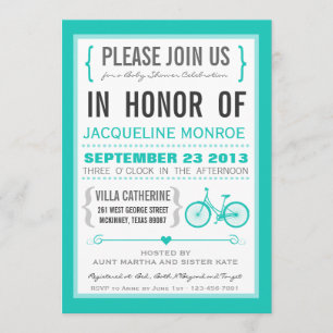 Invitation au Baby shower à vélo à la mode Chevron