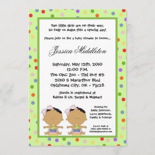 Invitation au Baby shower Afro-Américain TWINS 5x7