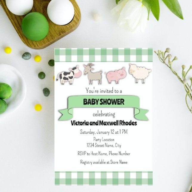 Invitation au Baby shower agricole vert (Créateur téléchargé)