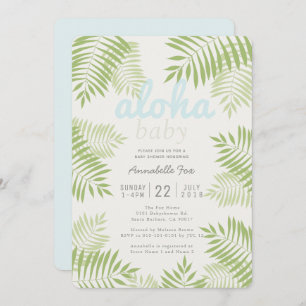 Invitation au Baby shower Aloha Feuilles de palmie