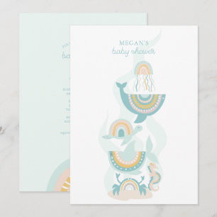 Invitation au Baby shower animal de la mer de Boho
