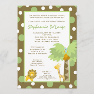 Invitation au Baby shower animal Jungle Safari 5x7