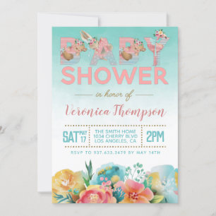 Invitation au Baby shower animal mignon