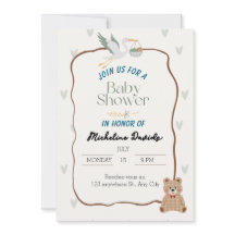 Invitation au Baby shower animal mignon